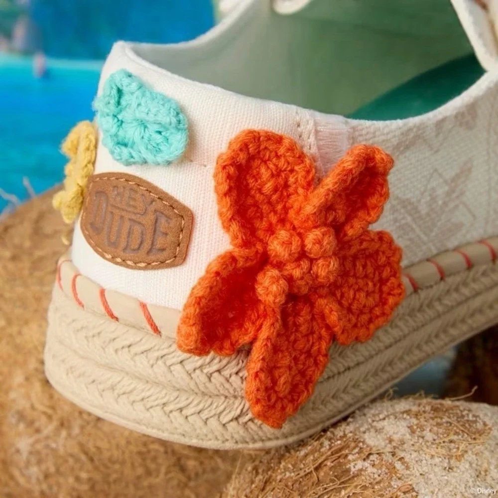 New Hey Dude Disney Moana Wendy Espadrille Slip On Shoes HTF Sz 8 Women's